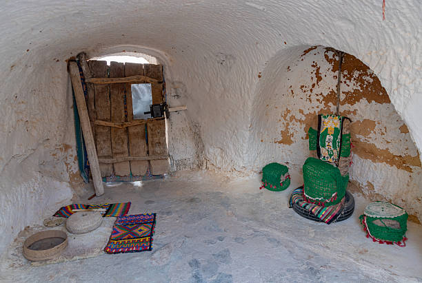 Historical Tunisian homes in stone, tradition in present day, Tunisia