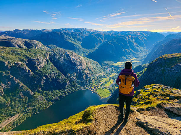 istock Experience breathtaking views from the mountains in Norway during a vibrant sunrise hike 2217002464