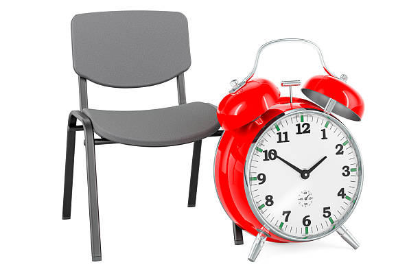 Office Chair with alarm clock, 3D rendering isolated on white background