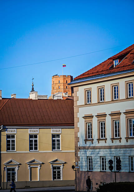 05 25 2025 - Vilnius, Lithuania. Gediminas Castle Tower view from Vilnius old town. Castle of Lithuanian capital Vilnius