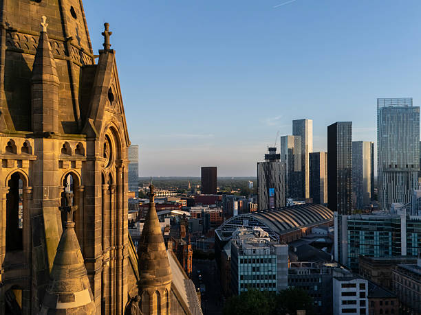 istock Side View of Manchester Town Hall Clock Tower 2217017233