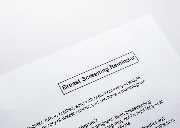 istock Breast cancer screening reminder notice received by mail. 2217017749