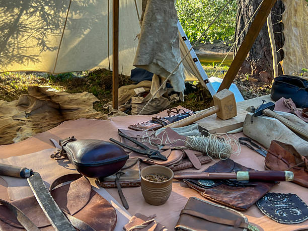 istock A saddler's workshop, a stand showing the production of leather goods using old methods 2217018857