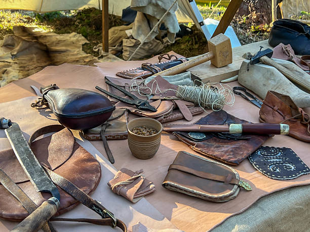 istock A saddler's workshop, a stand showing the production of leather goods using old methods 2217018875