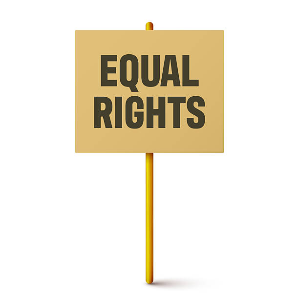 istock Protest sign with text slogan and wooden holder. Demonstration banner. Strike action cardboard placard mockup. Social advertisement. Vector illustration 2217020766