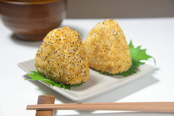 istock Soy sauce flavored rice balls and miso soup 2217021889