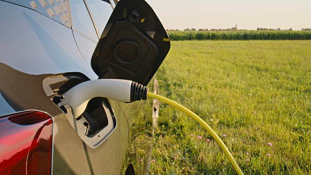 istock Electric Car Charging by a Green Meadow Under Natural Daylight 2217025626