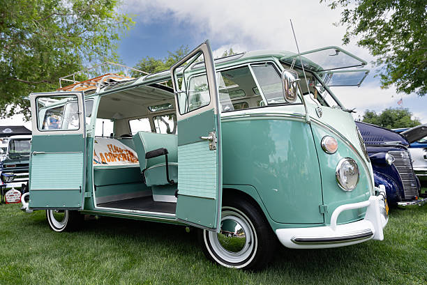 Boulder City, NV / USA - May 24 2025: Best Dam Car Show event featuring classic American and imported vehicles at Wilbur Square Park in Boulder City, Nevada