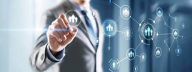 istock HR Recruitment Structure Global Outsourcing Social network communication concept. Virtual screen 2217030287