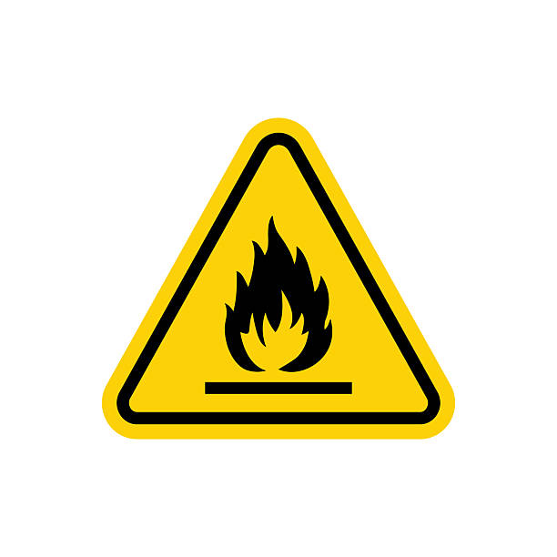 Danger Highly Flammable Material Symbol. Danger triangle symbol for mobile and web concept Caution sign. Danger Highly Flammable Material Symbol. Danger triangle symbol for mobile and web concept gas mark stock illustrations