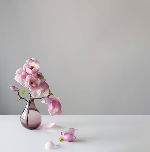 istock magnolia wreath in glass vase on wall background 2217040080