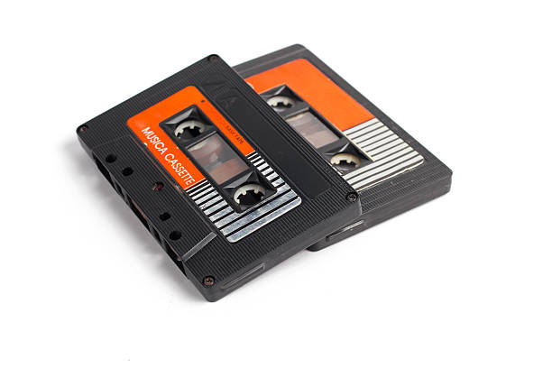 old radio cassette isolated on white background