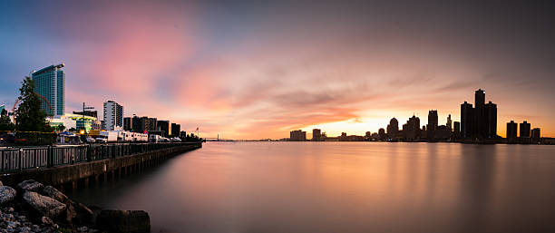istock The Detroit and Windsor Skyline at Dusk 2217056610