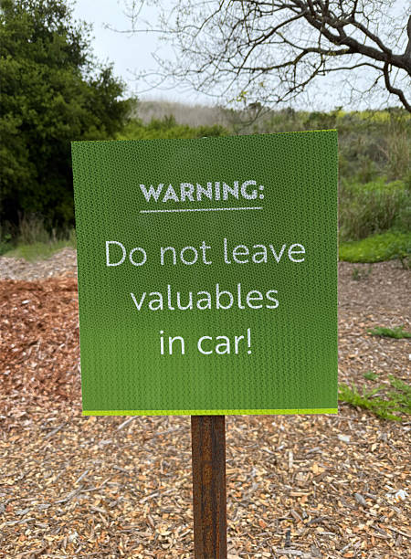 istock Sign No valuables in car! 2217059810