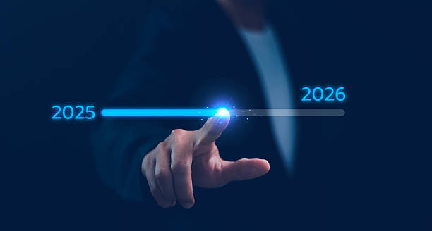 istock Businessman touch on loading progress from 2025 to 2026, Planning and challenge strategy in new year 2025 Concept. New business startup in 2025. 2025 is loading to 2026, calendar date, end of the year 2217065020