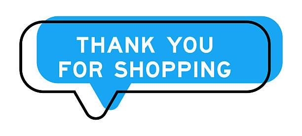 istock Speech banner and blue shade with word thank you for shopping on white background 2217066666