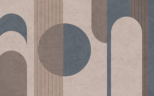 istock 3d modern minimalist mural wallpaper. carpet geometric pattern artistic background wall. Gray lines, and black circles on light marble background. Interior bedroom wall home decor. 2217067151