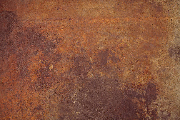 texture of brown, time-rusted steel - enferrujado imagens e fotografias de stock