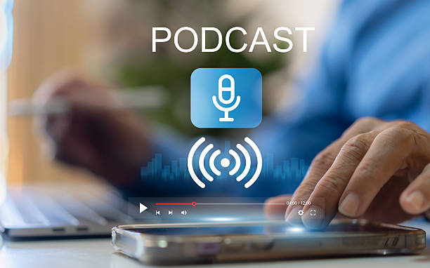 istock People listening podcast on smartphone with streaming interface digital lifestyle, audio content experience, podcast learning, creator economy and voice broadcasting trend entertainment and education 2217080186