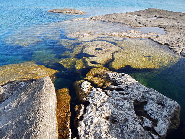 istock Rocky shore of the Caspian Sea. 2217084064