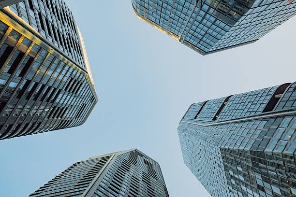 istock Modern skyscrapers against a clear blue sky. 2217088901