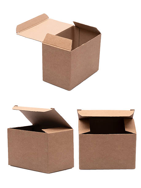 istock Cardboard boxes in different angles, perfect for packaging and delivery on white background 2217089643