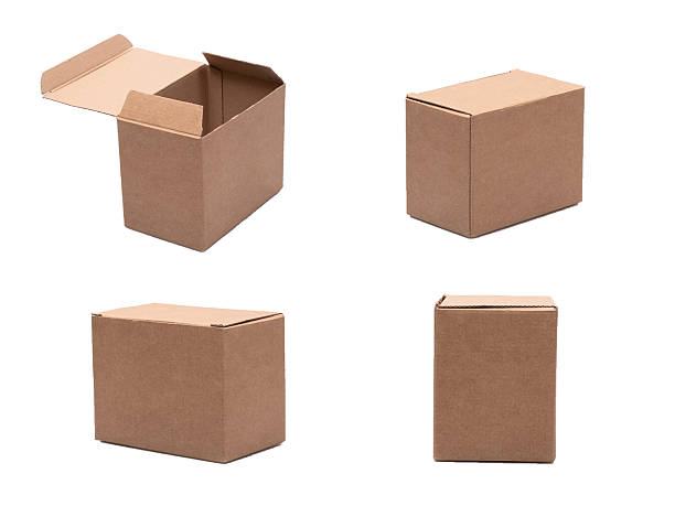 istock Cardboard boxes in different angles, perfect for packaging and delivery on white background 2217089644
