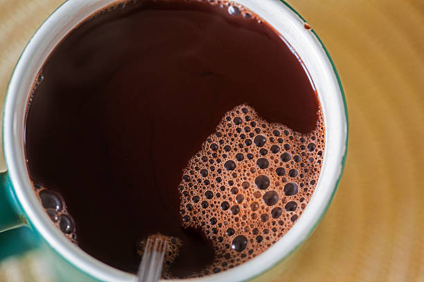cup of hot chocolate with foam. good morning