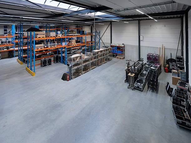 istock Modern warehouse interior with blue pallet racking and professional equipment storage 2217089863