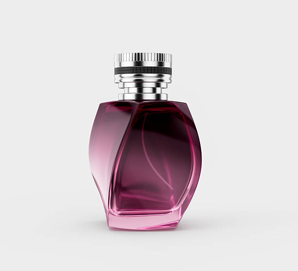 istock Translucent Pink Glass Perfume Bottle Gleams With Luminous Light Polished Silver Cap 3D Illustration 2217099883