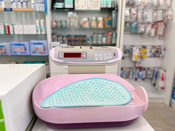 Scale for weighing babies in a pharmacy
