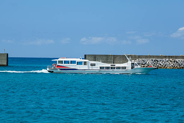 Container freight ship in transit