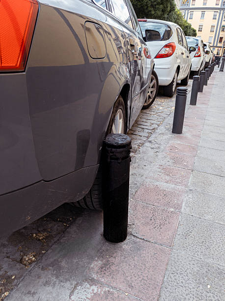 istock Crash into a bollard in a street 2217103611