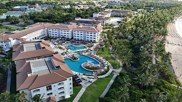 mata de sao joao, bahia, brazil - march 19, 2025: view of the Sol Grand Premium hotel in the Costa da Sauipe hotel complex in Bahia.