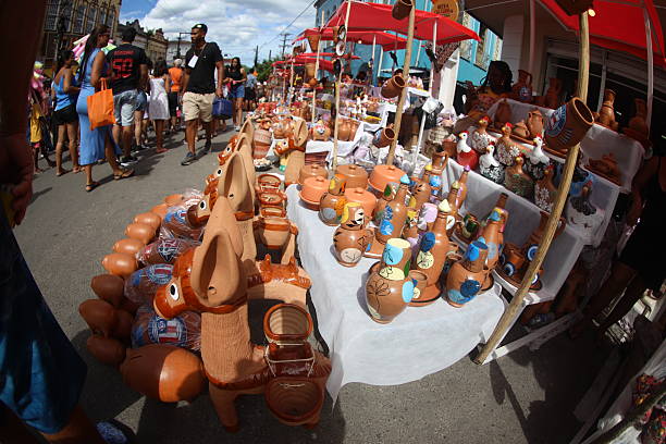 nazare, bahia, brazil - april 19, 2025: view of ceramics for sale during the Feira dos Caxixis in the city of Nazare, in the Bahian Reconcavo region.