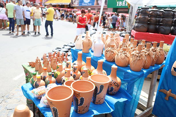 nazare, bahia, brazil - april 19, 2025: view of ceramics for sale during the Feira dos Caxixis in the city of Nazare, in the Bahian Reconcavo region.