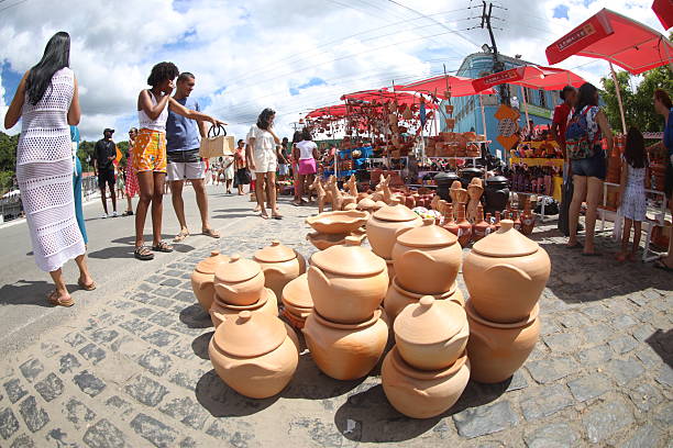 nazare, bahia, brazil - april 19, 2025: view of ceramics for sale during the Feira dos Caxixis in the city of Nazare, in the Bahian Reconcavo region.
