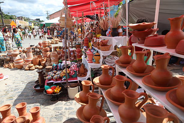 nazare, bahia, brazil - april 19, 2025: view of ceramics for sale during the Feira dos Caxixis in the city of Nazare, in the Bahian Reconcavo region.