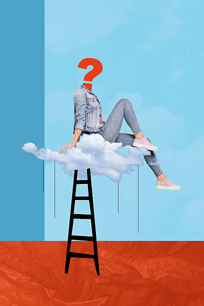 istock Vertical collage young headless woman sit dream clouds ladder question mark dilemma brainstorm find answer solution drawing background 2217113439