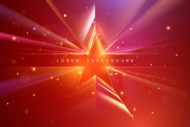 stockillustraties, clipart, cartoons en iconen met star shape with light rays effect on red background - beroemdheden