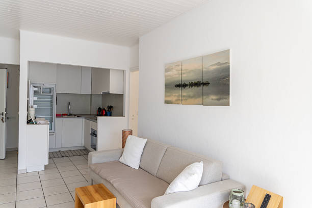 istock Modern Minimalist Living Room with Kitchenette 2217119528