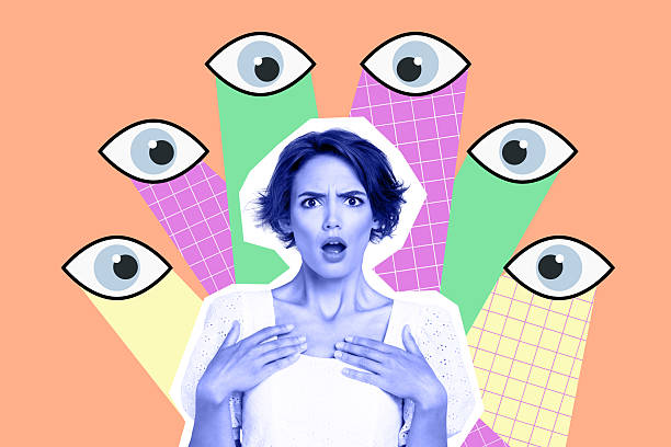 istock Creative collage image young shocked girl confused reaction eyeball stare vision superintendence look espionage drawing background 2217123596