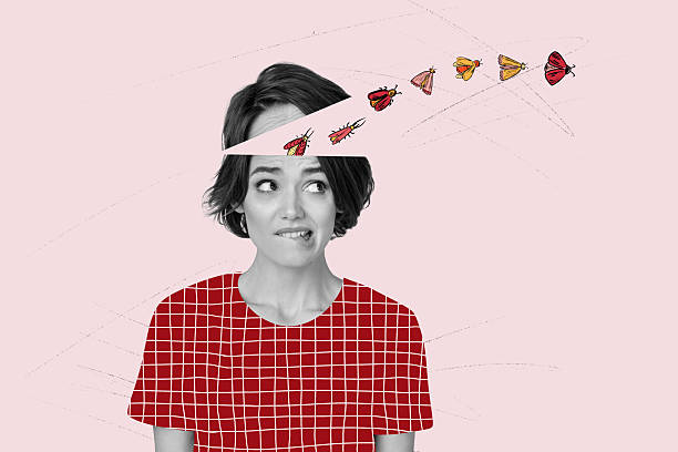 istock Composite artwork collage image picture of girl think bote lips insects inside headisolated on creative background 2217123625