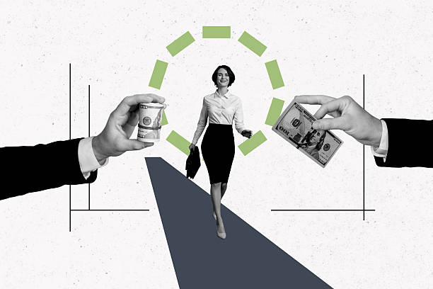 istock Trend artwork composite sketch image photo collage of workspace office manager young lady businesswoman walk way earn money rich dollar 2217123762