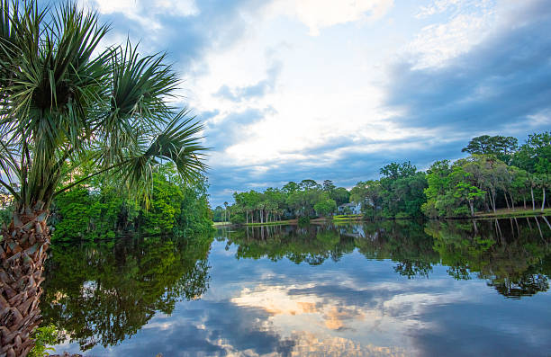 istock Clouds reflected in a small lake-Hilton Head, South Carolina 2217124302
