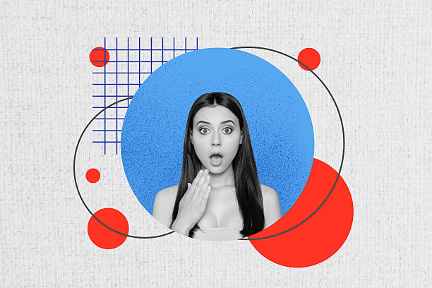 istock Composite trend artwork 3D sketch image photo collage of surreal space circle shape young woman appear shocked face emoji grimace omg wow 2217126813