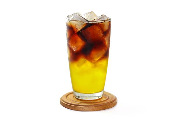 istock Americano ice coffee serving on wooden plates,isolate and white background. 2217127267