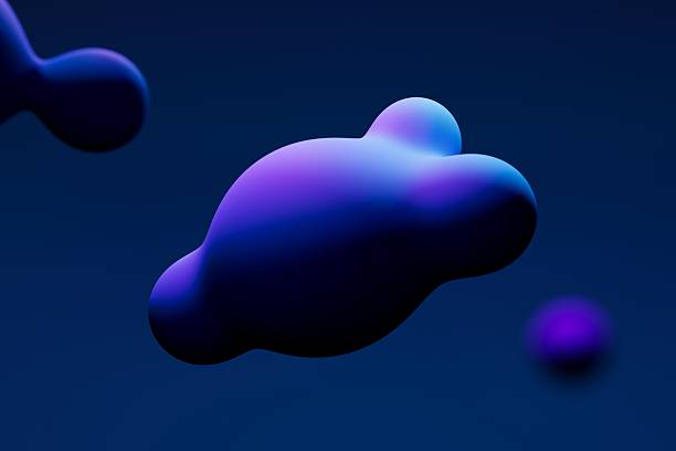 istock Abstract colored spheres in flight. Realistic render of bubbles on an isolated blue background. 2217128572
