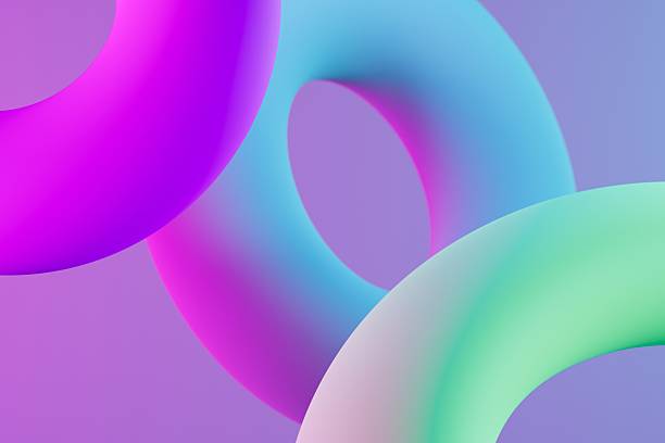 istock 3d rendering of neon donuts. Neon background. 2217128575