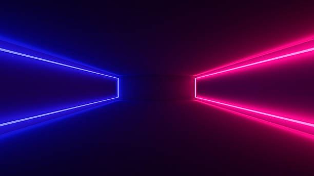 istock 3d render, ultraviolet neon square portal, glowing lines, tunnel, corridor, virtual reality, abstract fashion background, violet neon lights, arch, pink blue spectrum vibrant colors 2217131154